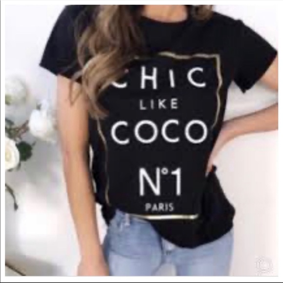 Boutique Tops - ✨LAST1✨Black Chic Like Coco No 1 Paris Graphic Tee